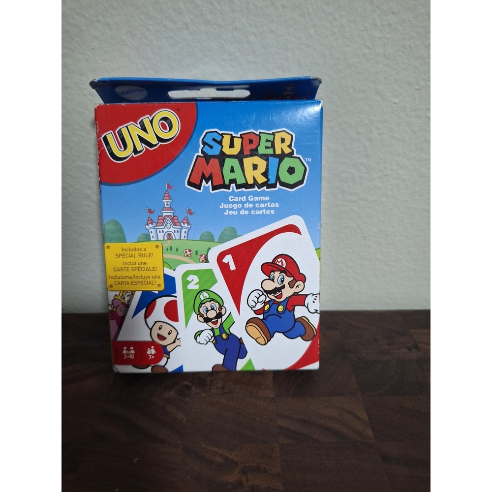 Mattel UNO Super Mario Card Game DRD00 Nintendo Family Night Complete Open Box